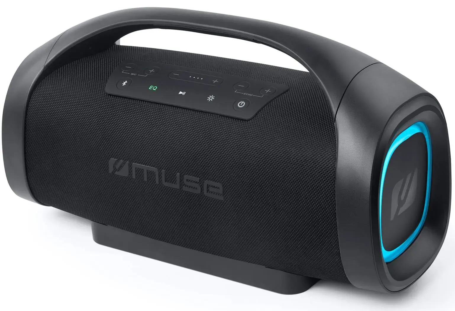"Muse" nešiojamasis "Bluetooth" garsiakalbis, atsparus purslams, juodas