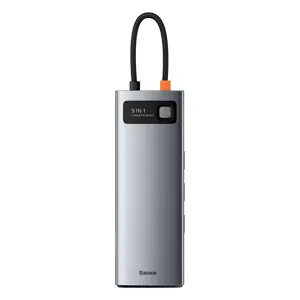 Hub 9in1 Baseus Metal Gleam Series, USB-C to 3x USB 3.0 + HDMI + USB-C PD + Ethernet RJ45 + microSD|SD + VGA