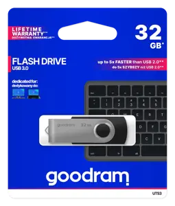 Goodram UTS3, 32 GB, USB Type-A, 3.2 Gen 1 (3.1 Gen 1), 60 MB/s, Swivel, Black