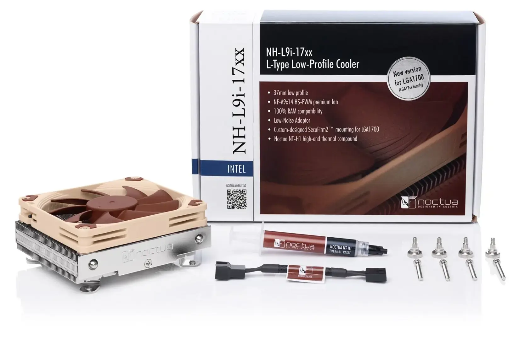 Noctua Kühler NH-L9i 17xx procesoriaus aušintuvas 9,2 cm smėlio spalvos, rudas 1 vnt.