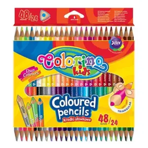 Spalvoti pieštukai, tribriauniai, dvipusiai Colorino Kids, 24vnt./48 spalvų