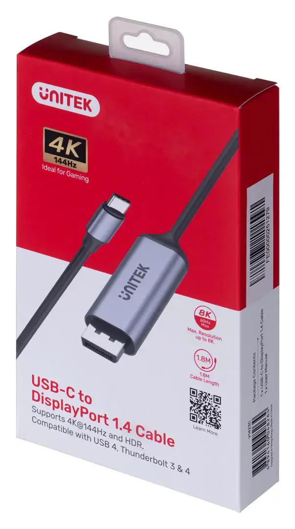 UNITEK KABELIO ADAPTERIS USB-C - DP 1.4 8K 60HZ 1,8M