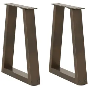 Kavos staliuko kojelės, V formos, 2 vnt., natūralus plienas, 38x(42-43,3) cm, plienas