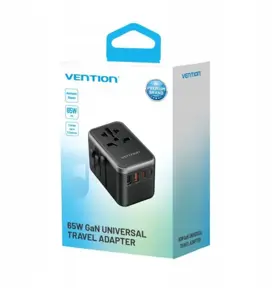 Vention FJFB0 GaN 2xUSB-C 2xUSB-A Universal Travel Adapter 65W (black)