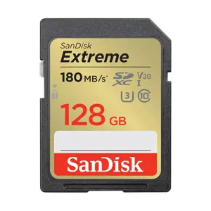 "SanDisk Extreme" 128 GB SDXC atminties kortelė + 1 metų "RescuePRO Deluxe" iki 180MB/s ir 90MB/s s…