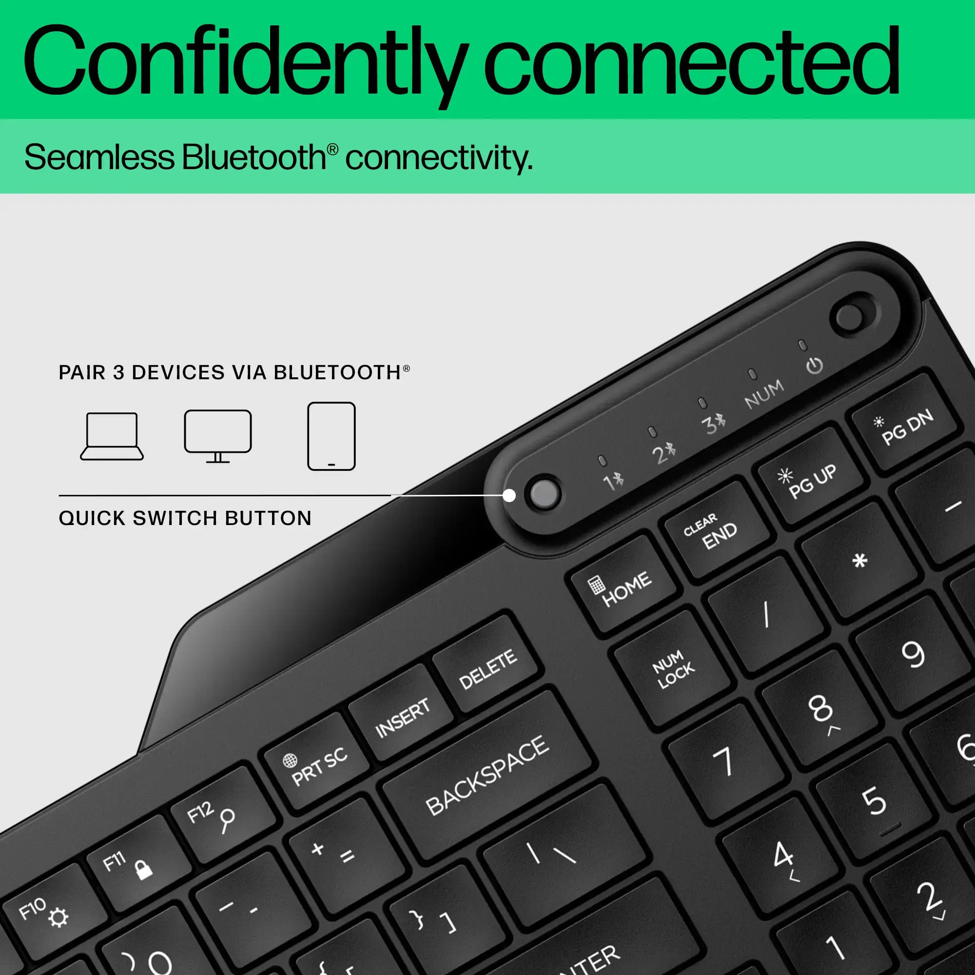 HP 460 Multi-Device Bluetooth Keyboard, Wireless, Bluetooth