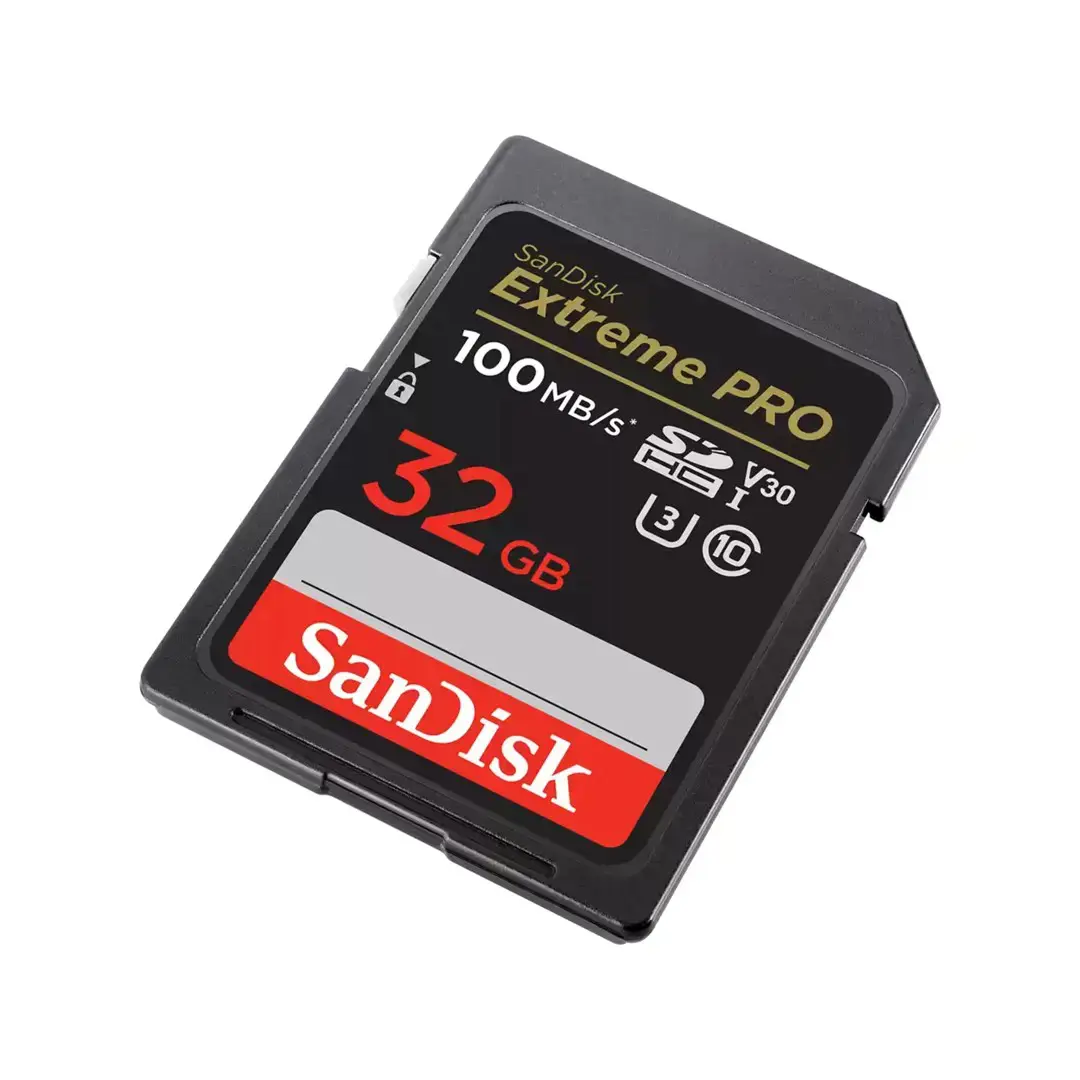 "SanDisk Extreme PRO" 32GB SDHC atminties kortelė + 2 metų "RescuePRO Deluxe" iki 100MB/s ir 90MB/s skaitymo/rašymo greitis, UHS-I, 10 klasė, U3, V30; EAN:619659188689