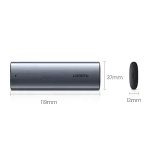Ugreen 10903, SSD korpusas, M.2, Serial ATA III, 5 Gb/s, USB jungtis, juoda, pilka