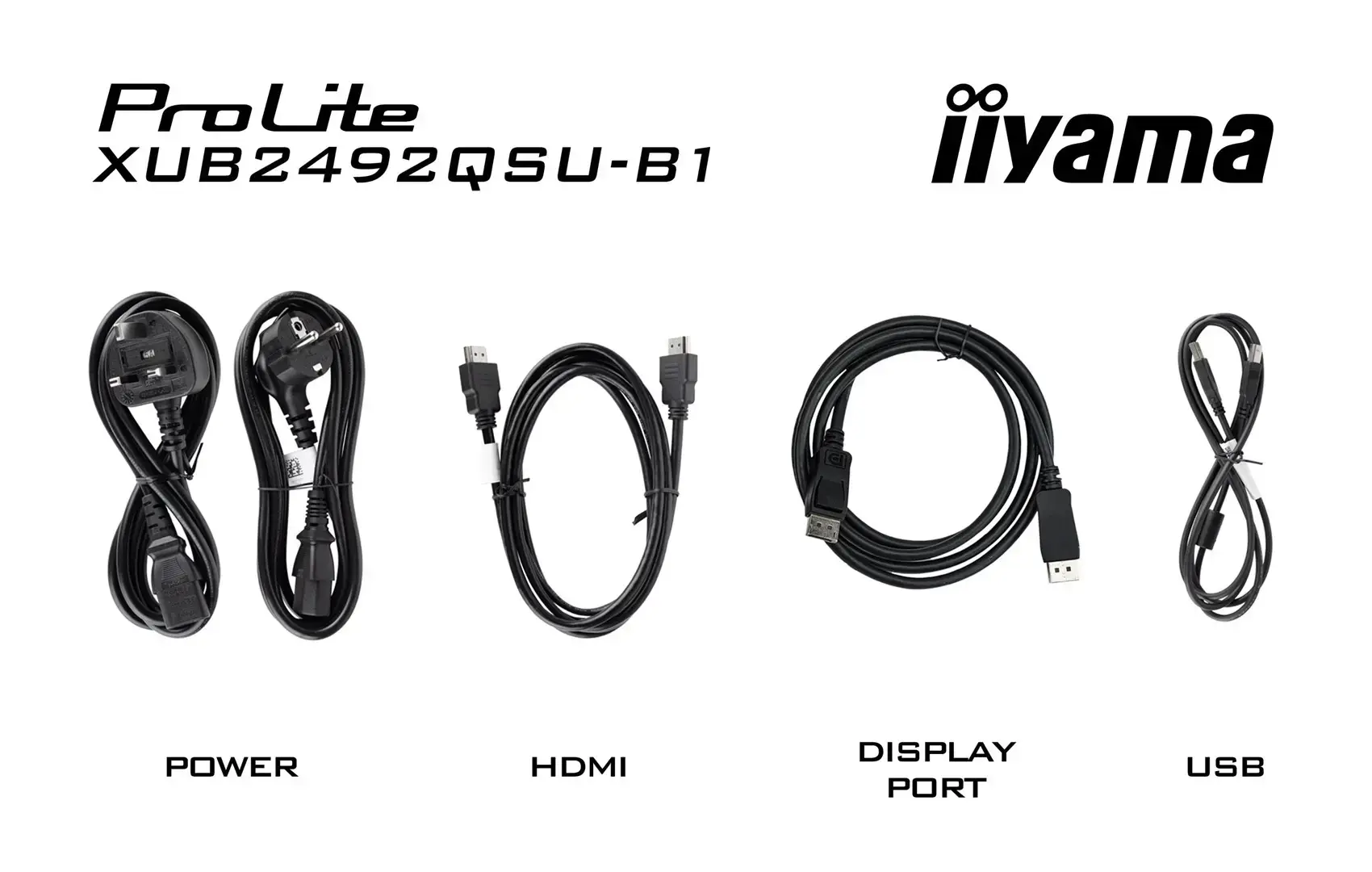 iiyama ProLite XUB2492QSU-B1, 60.5 cm (23.8"), 2560 x 1440 pixels, Wide Quad HD, LED, 1 ms, Black