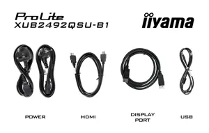 iiyama ProLite XUB2492QSU-B1, 60.5 cm (23.8"), 2560 x 1440 pixels, Wide Quad HD, LED, 1 ms, Black