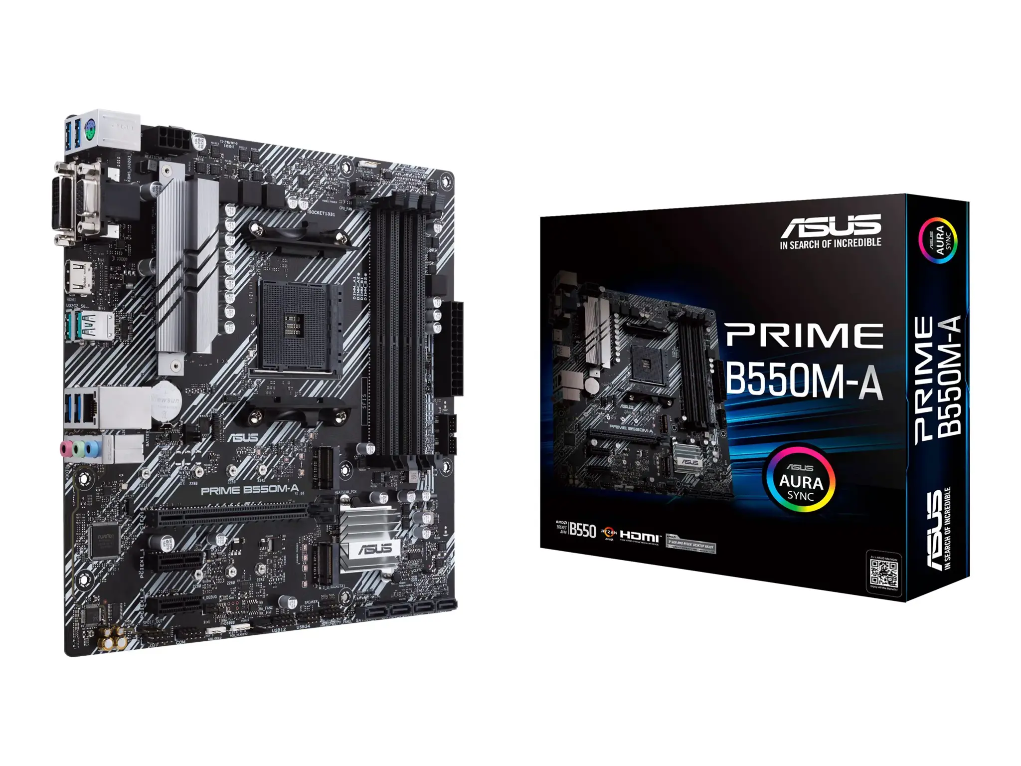ASUS PRIME B550M-A, AMD, "Socket AM4", 3 kartos "AMD Ryzen™ 3", 3 kartos "AMD Ryzen 5", 3 kartos "AMD Ryzen™ 7", 3 kartos..., DDR4-SDRAM, 128 GB, DIMM
