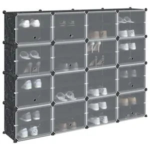 Storage Cube Organizer su 16 kubelių ir durelėmis Black PP