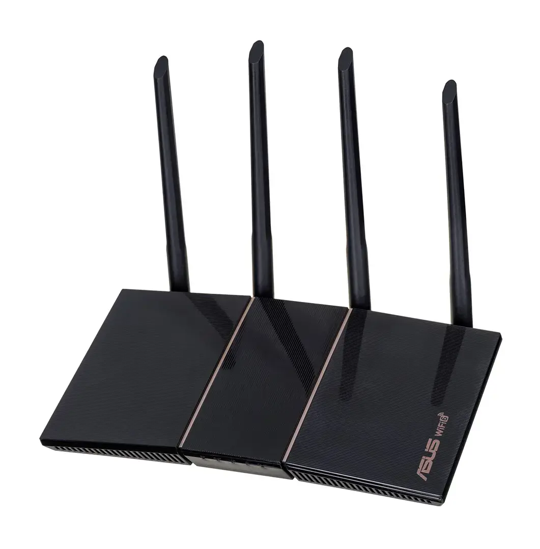 ASUS RT-AX57, "Wi-Fi 6" (802.11ax), dviejų dažnių (2,4 GHz / 5 GHz), Ethernet LAN, juodas, stalinis maršrutizatorius