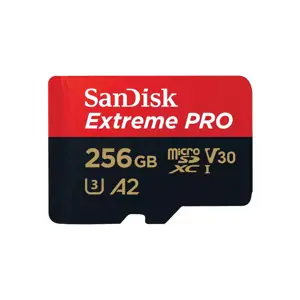 "SanDisk Extreme PRO microSDXC 256GB + SD adapteris + 2 metų "RescuePRO Deluxe" iki 200MB/s ir 140MB/s skaitymo/rašymo greitis A2 C10 V30 UHS-I U3; EAN:619659188542