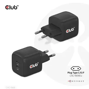 CLUB3D Travel Charger PPS 45W GAN technology, Dual port USB Type-C, Power Delivery(PD) 3.0 Support,…