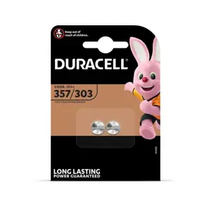 Duracell 303/357, Vienkartinė baterija, SR44, sidabro oksido (S), 1,5 V, 2 vnt., mygtukinė / moneti…