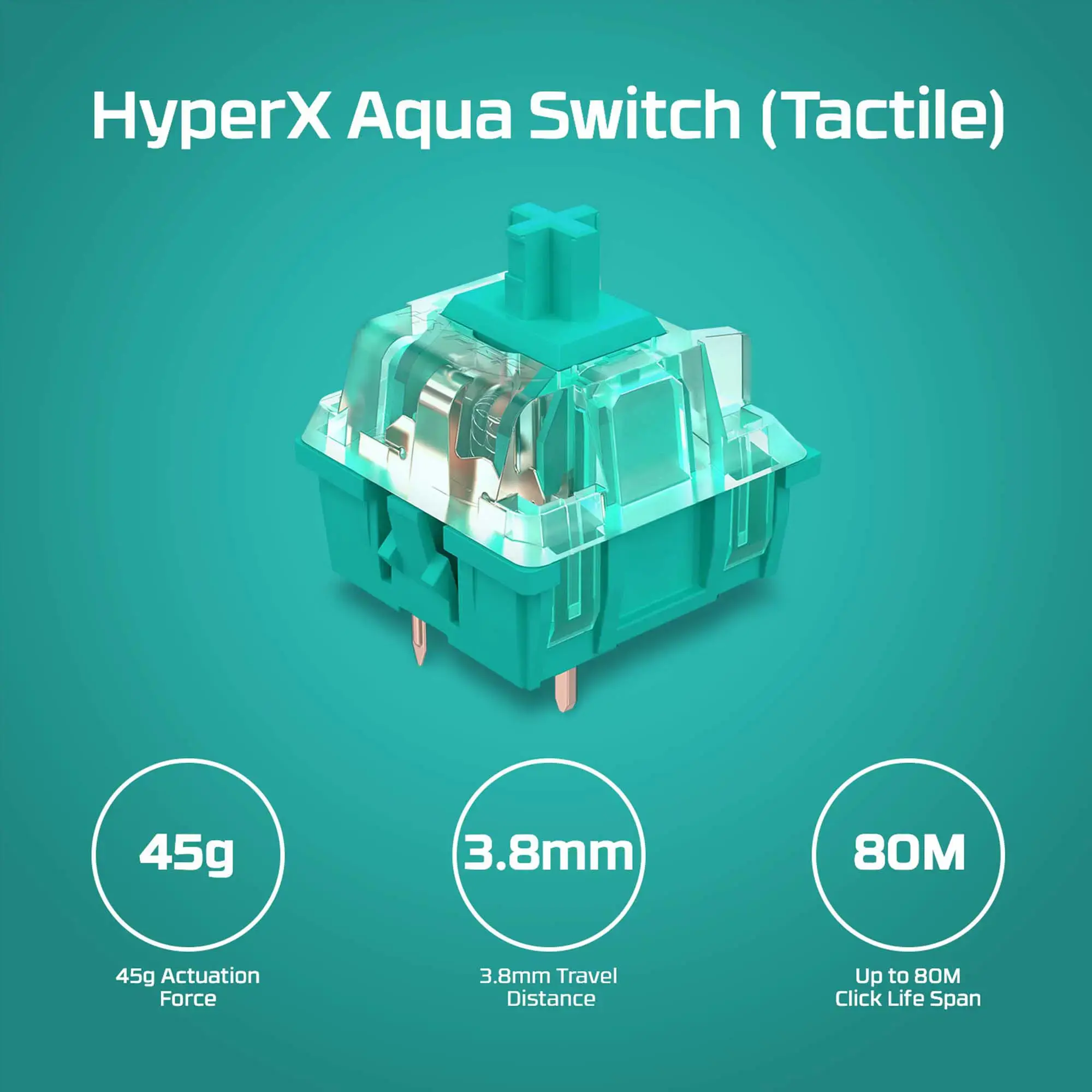 "HyperX Alloy Origins Core PBT HX Aqua" - mechaninė žaidimų klaviatūra, be klavišų (80-87 %), USB, mechaninė, QWERTY, RGB LED, juoda