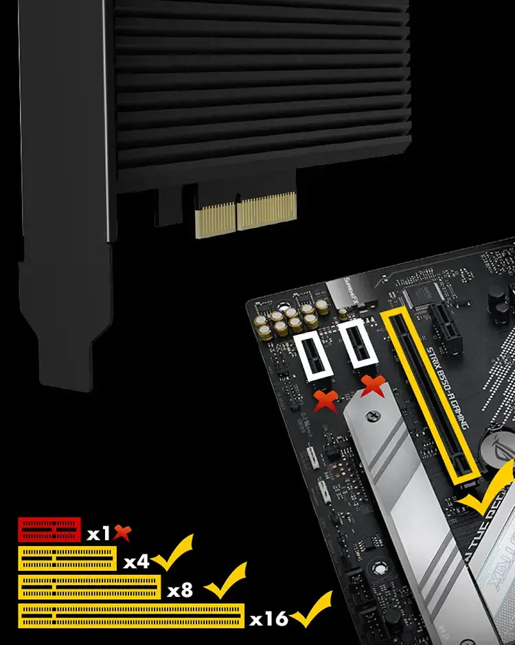ICY BOX IB-PCI208-HS, PCIe, M.2, pilno aukščio / žemo profilio, PCIe 4.0, juodas, pasyvus