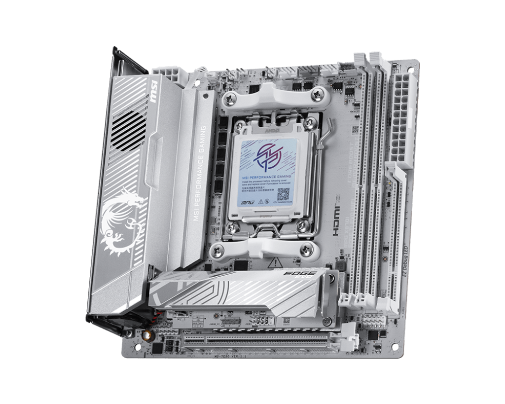 MSI MPG X870I EDGE TI EVO WIFI | Processor family AMD | Processor socket AM5 | DDR5 | Supported hard disk drive interfaces SATA, M.2 | Number of SATA connectors 2