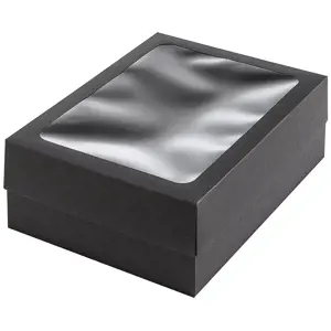 Dviejų dalių dėžutė su langeliu 280x210x90 mm, juodos sp.