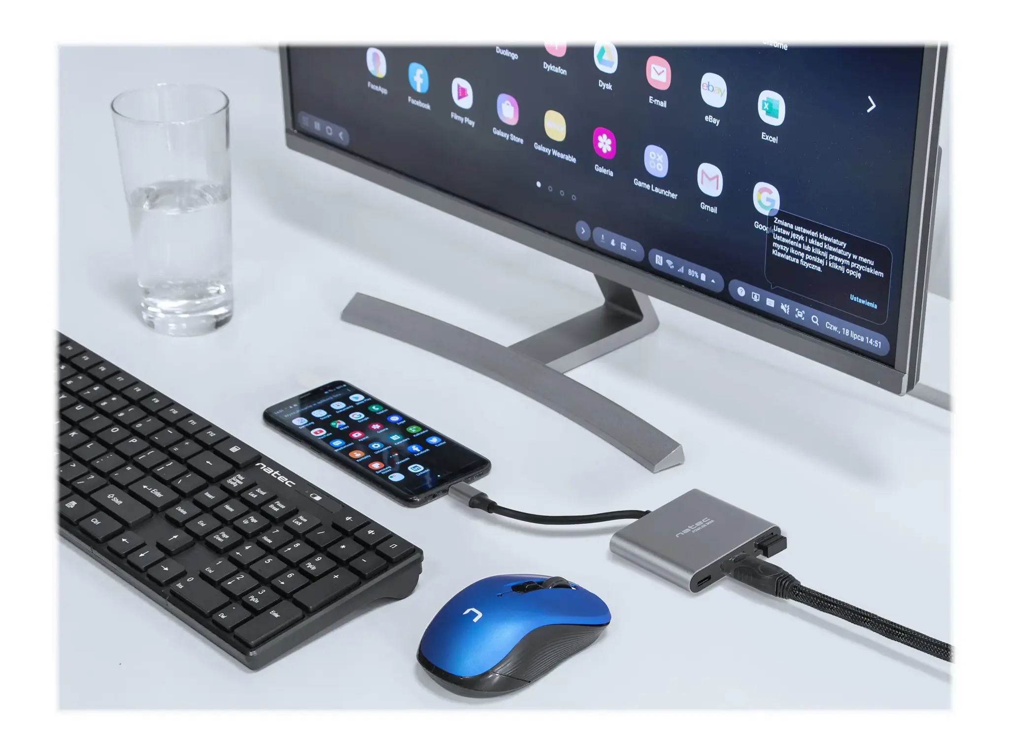 NATEC kelių prievadų Fowler USB-C pd. USB 3.0. HDMI 4K