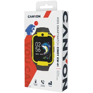 CANYON Cindy KW-41, 1,69'' IPS spalvotas ekranas 240*280, ASR3603C, Nano SIM kortelė, 192+128MB, GSM(B3/B8), LTE(B1.2.3.5.7.8.20) 680 mAh baterija, integruota TF kortelė: 512MB, geltona, šeimininkas: 53,3*42,3*14,5 mm, dirželis: 230*20 mm, 36 g