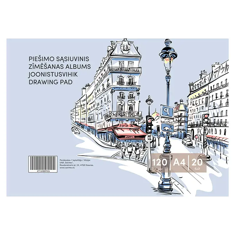 Piešimo sąsiuvinis, A4, 20 lapų, 120 g/m²