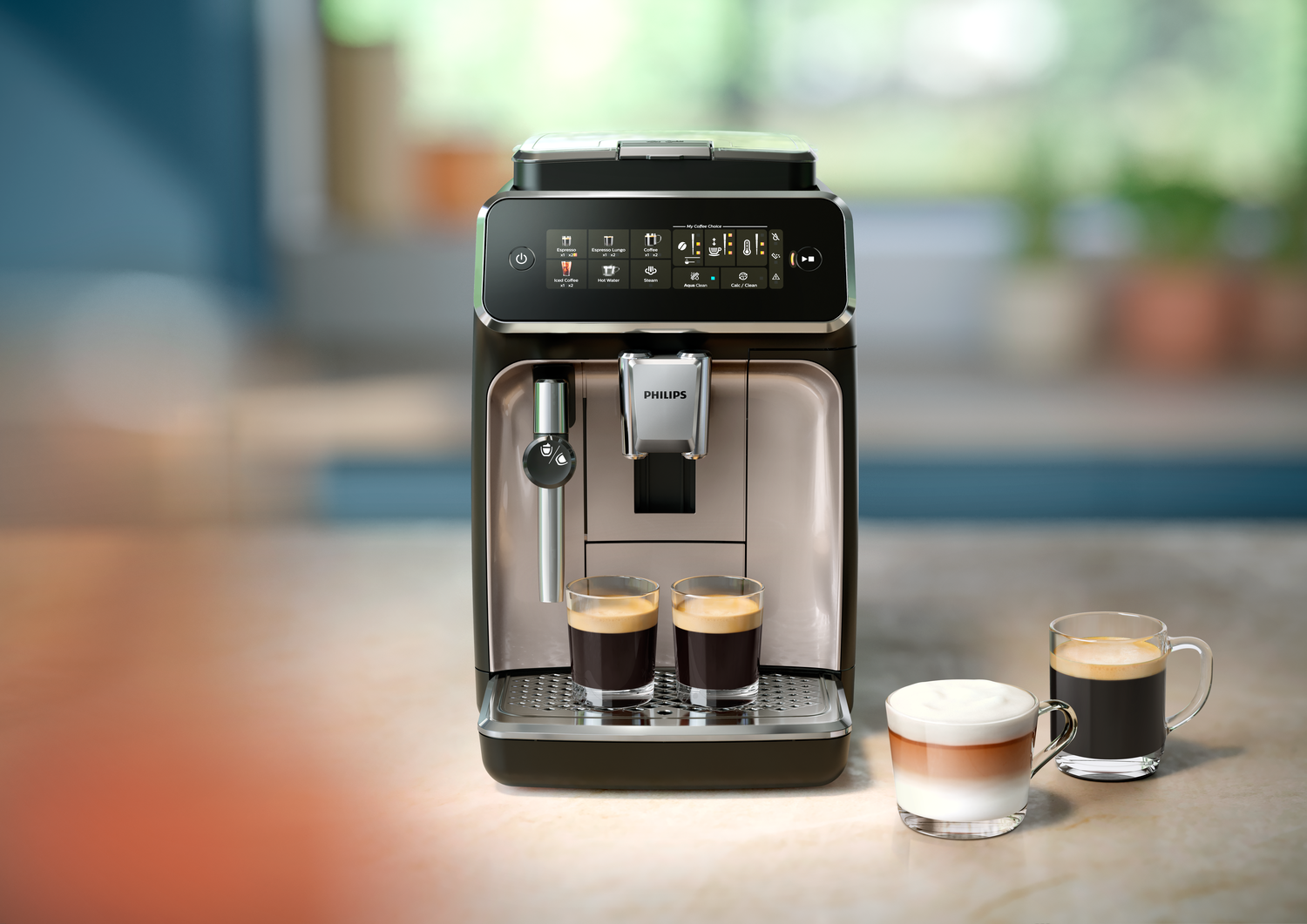 Philips EP3329/70, Espresso machine, Coffee beans, Built-in grinder, Black, Steel