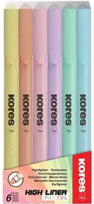 Teksto žymekliai KORES HIGH LINER PASTEL 6 spalvų rinkinys