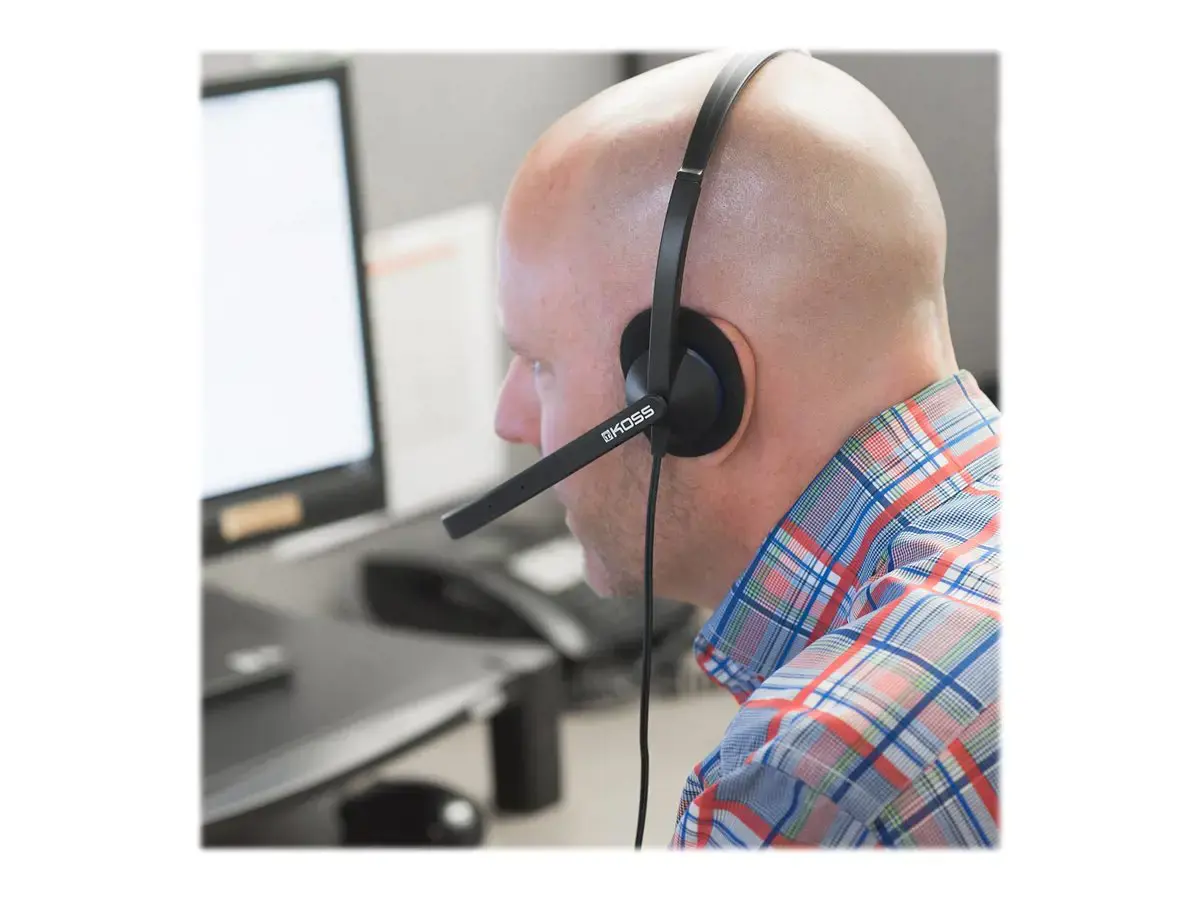 "Koss" ausinės CS200 USB laidinės, ant ausų, su mikrofonu, A tipo USB, juodos spalvos