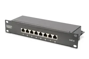 "Digitus" 10" tinklo komplektas, 6U spintelė, lentyna, PDU, 8 prievadų komutatorius, CAT 6 komutacinis skydelis, pilkas Digitus .DN-10-SET-1