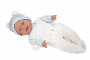 Arias kūdikėlis su garsu, žydrais rūbeliais, 42 cm