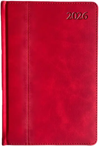 Kalendorius PREMIER PLUS 2026, PU, A5, raudona