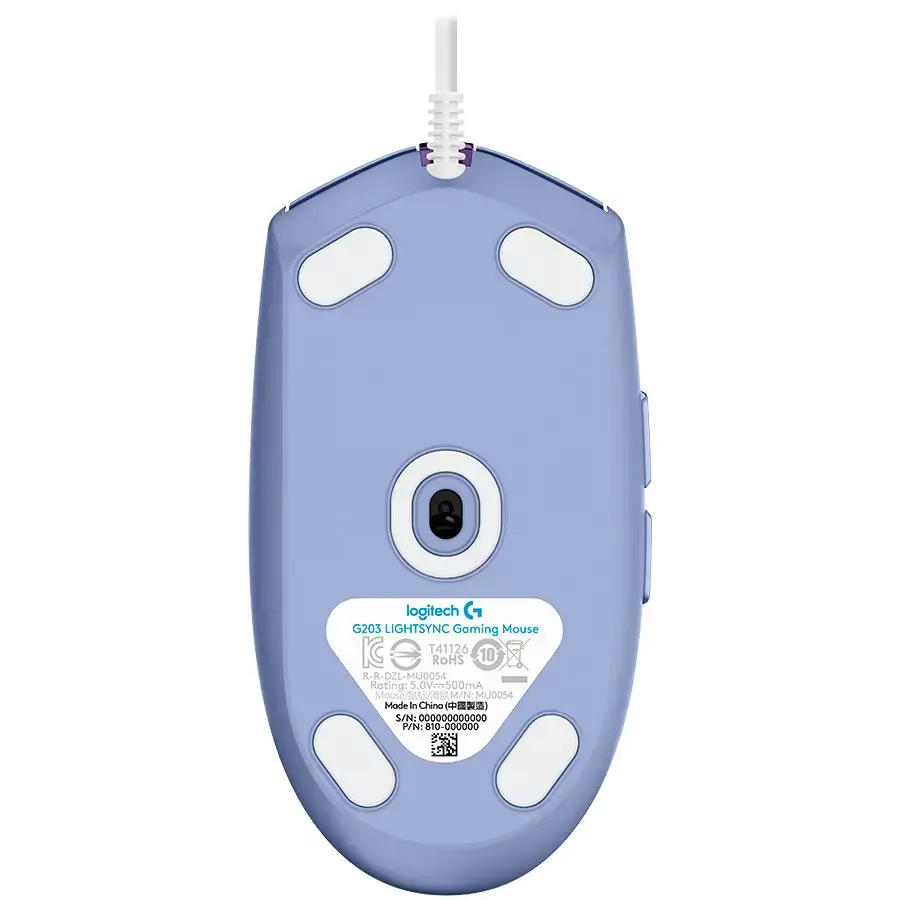 LOGITECH G203 LIGHTSYNC laidinė žaidimų pelė - LILAC - USB