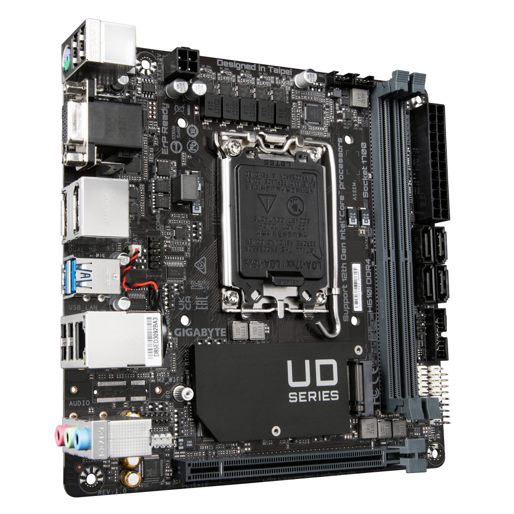 Gigabyte H610I DDR4, "Intel", LGA 1700, "Intel® Celeron®", "Intel® Core™ i3", "Intel® Core™ i5", "Intel® Core™ i7", "Intel® Core™ i9", "Intel Pentium G", LGA 1700, DDR4-SDRAM, 64 GB