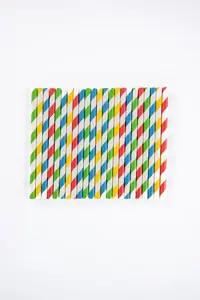 Popieriniai šiaudeliai ZigZag, spalvoti/dryžuoti, D 7 mm, L 23 cm, 150 vnt