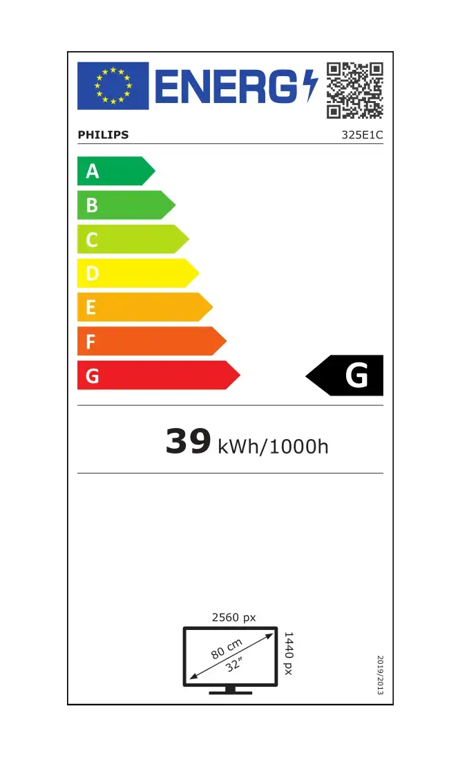 Monitorius Philips E Line 325E1C/00, 80 cm (31.5"), 2560 x 1440 pixels, Quad HD, LCD, 4 ms, Black