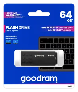 GOODRAM UME3-0640K0R11 GOODRAM atmintinė USB UME3 64GB USB 3.0 juoda