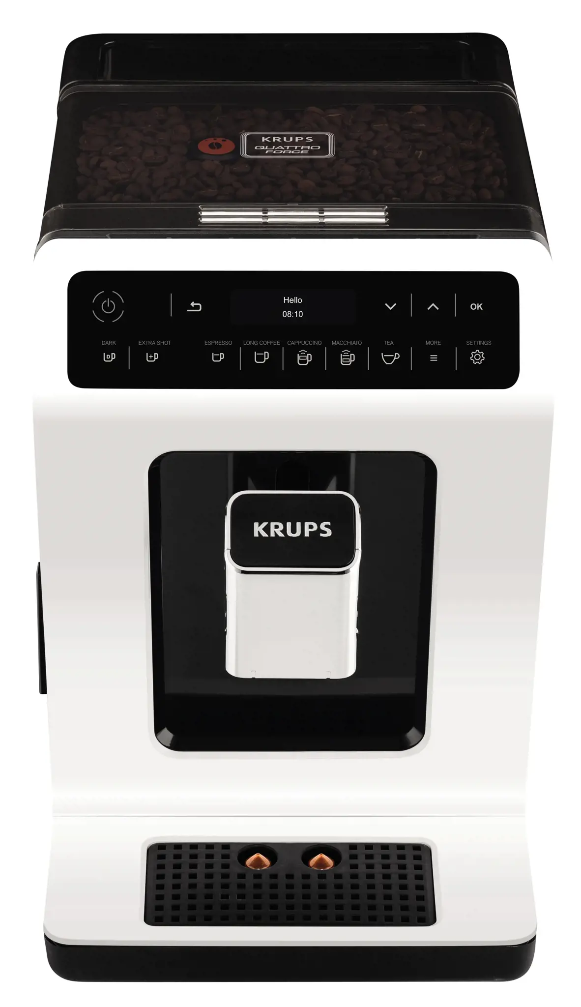 Krups Evidence EA8901, Espresso machine, 2.3 L, Coffee beans, Built-in grinder, 1450 W, White