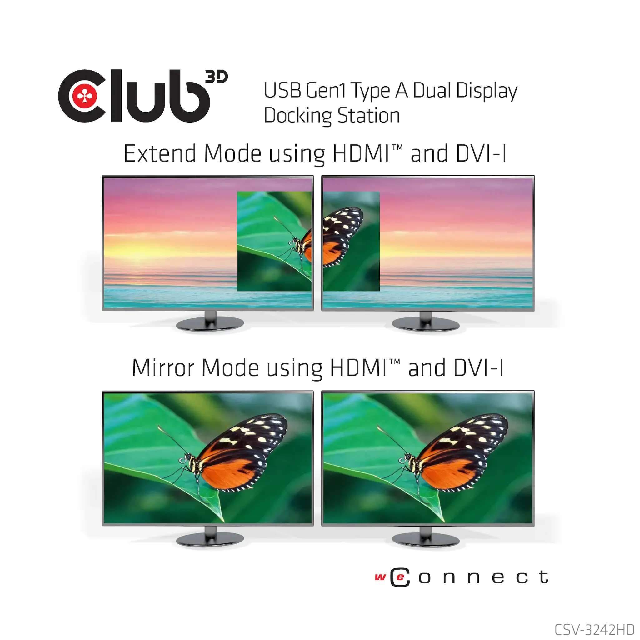 CLUB3D USB Gen1 Type A Dual Display ( HDMI and DVI) DisplayLink™ Docking Station, Wired, USB 3.2 Gen 1 (3.1 Gen 1) Type-A, 1.4a, 3.5 mm, USB Type-B, 10,100,1000 Mbit/s