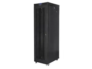 Stovas 19 colių stovas 47U 800x1000 mm, skystųjų kristalų perforuotos durys (FLAT PACK), juodas