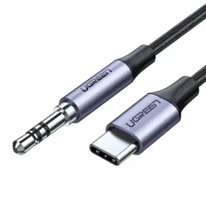 Ugreen 30633, 3,5 mm, vyriškas, USB Type-C, vyriškas, 1 m, juodas, sidabrinis