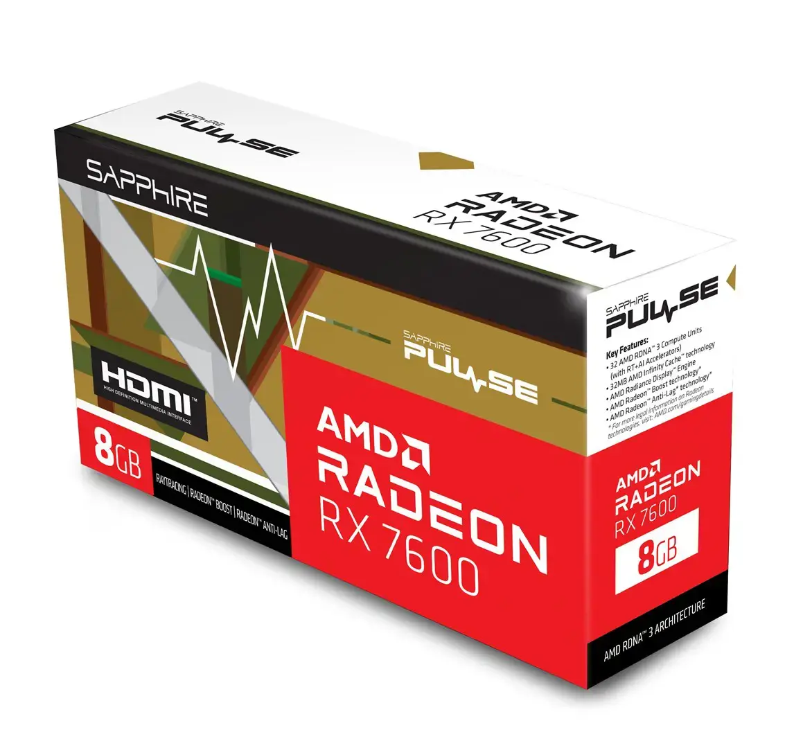 Vaizdo plokštė SAPPHIRE Radeon RX 7600 Gaming 8 GB, GDDR6, 11324-01-20G