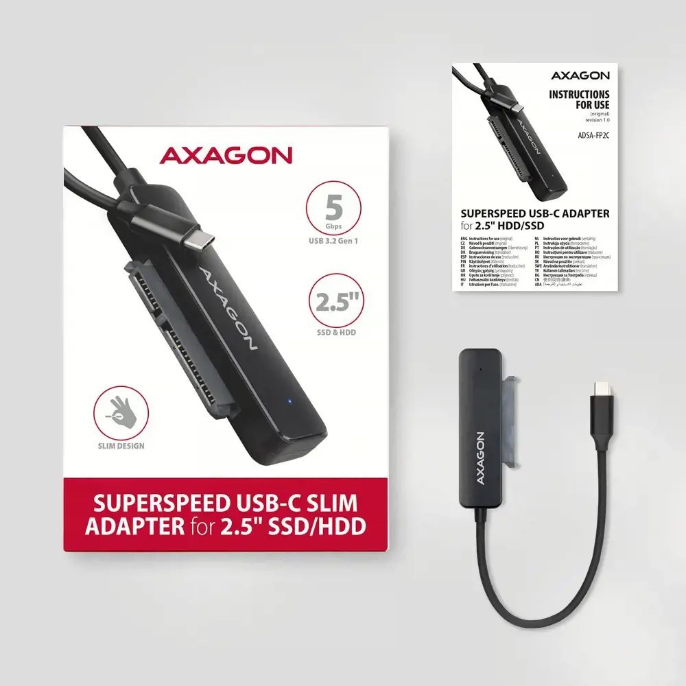AXAGON ADSA-FP2C USB-C 3.2 Gen1 - SATA 6G 2.5" HDD/SSD FASTPort2 Adapter