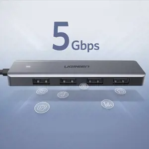 Ugreen 50985, USB 3.2 Gen 1 (3.1 Gen 1) Type-A, USB 3.2 Gen 1 (3.1 Gen 1) Type-A, 5000 Mbps, sidabrinis, USB, 104 mm