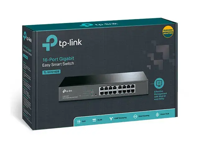 "TP-Link" 16 prievadų "Gigabit Easy Smart" tinklo komutatorius, valdomas, L2, "Gigabit Ethernet" (10/100/1000), montuojamas į stovą, 1U