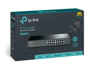 "TP-Link" 16 prievadų "Gigabit Easy Smart" tinklo komutatorius, valdomas, L2, "Gigabit Ethernet" (10/100/1000), montuojamas į stovą, 1U