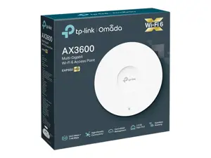 TP-Link AX3600 Belaidis dviejų dažnių daugiagigabitinis prieigos taškas prie lubų, 2402 Mbit/s, 1148 Mbit/s, 2402 Mbit/s, 25000 Mbit/s, 2,4-5 GHz, IEEE 802.11a, IEEE 802.11ac, IEEE 802.11ax, IEEE 802.11b, IEEE 802.11g, IEEE 802.11n