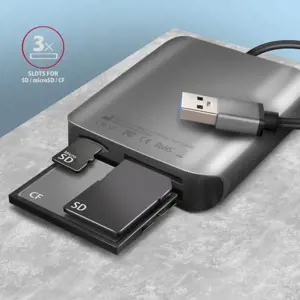"Axagon Aluminum" greitaeigis USB-A 3.2 Gen 1 atminties kortelių skaitytuvas. 3 lizdai, UHS-II.