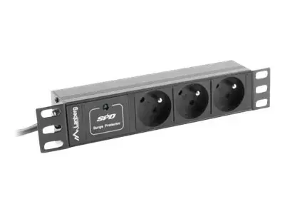 LANBERG PDU-03E-0200-BK Lanberg PDU 10 1U 16A, 3x 230v PL 2m Juoda